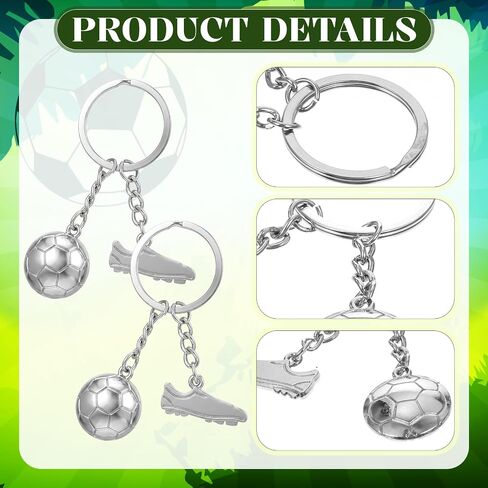2-Pack Soccer Keychains with Cleat Shoe Pendant, Mini Football Keyrings Backpack Charm Cute Sports Souvenirs & Team Gifts for Soccer Players, Coaches, Fans in Kuwait