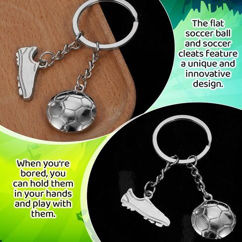 2-Pack Soccer Keychains with Cleat Shoe Pendant, Mini Football Keyrings Backpack Charm Cute Sports Souvenirs & Team Gifts for Soccer Players, Coaches, Fans in Kuwait