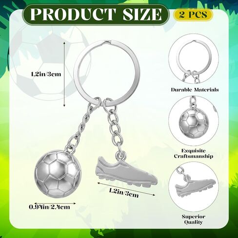 2-Pack Soccer Keychains with Cleat Shoe Pendant, Mini Football Keyrings Backpack Charm Cute Sports Souvenirs & Team Gifts for Soccer Players, Coaches, Fans in Kuwait