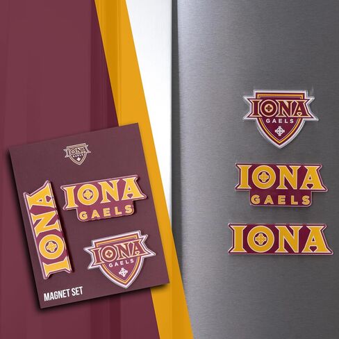 مغناطيس أكريليك من جامعة صبار الصحراء Iona 3 عبوات من تصميم Iona Gaels الزخرفي مرخص رسميًا (مجموعة المغناطيس A) in Kuwait