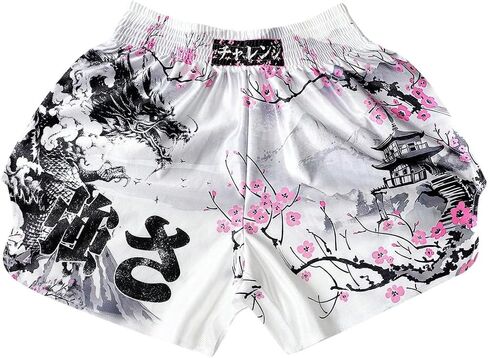 VIPWOLF Men's Muay Thai Boxing Shorts Graphic Elastic Waist MMA BJJ Kickboxing Gym Workout Athletic Shorts in Kuwait