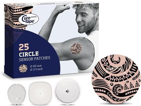 CureTape- Dexcom G7 Patches - لصاقات تثبيت مقاومة للماء - 25 قطعة - Ø 65 ملم - وشم in Kuwait