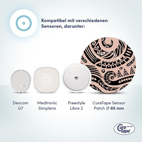CureTape- Dexcom G7 Patches - لصاقات تثبيت مقاومة للماء - 25 قطعة - Ø 65 ملم - وشم in Kuwait