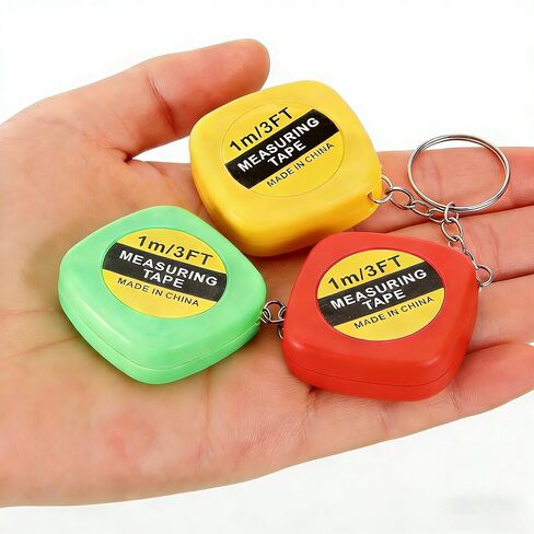3Pcs Mini Tape Measure Keychain 1m/3ft Retractable with Slide Lock Metal Key Ring for DIY Office Travel Party Favors,3Color, Random in Kuwait
