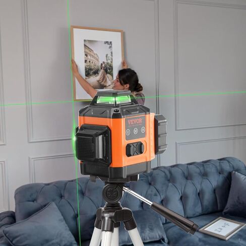 VEVOR 100ft Self Leveling Laser Level, Manual Green 3 x 360° Cross Line Laser, Manual Self-leveling Mode 12 Lines Laser, IP54 Waterproof 8h Continuous Working Time Line Laser in Kuwait
