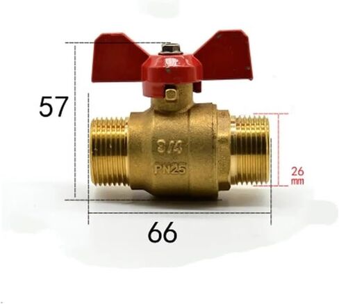 DN20 G 3/4 "صمام كروي نحاسي ذكر منفذ زيت غاز الماء مقاس 19 مم بمقبض أحمر in Kuwait