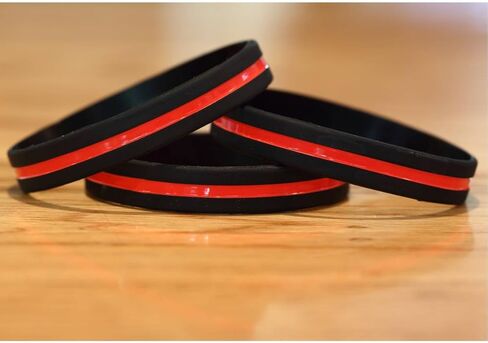 Thin Red Line Silicone Wristband (Youth, Adult, and XL Adult in Kuwait