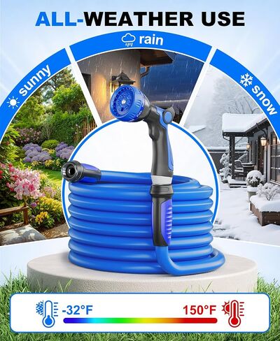 خرطوم مياه للحديقة من SPECILITE مقاس 50 قدمًا × 5/8 بوصة، أنبوب بتصميم منشوري مثلث خالٍ من التشابك شديد التحمل مع قبضة دوارة 360 درجة، مرن، خفيف الوزن ومضاد للتسرب، خراطيم مطاطية قابلة للانفجار 600 رطل لكل بوصة مربعة للبكرة، في الهواء الطلق، الفناء in Kuwait