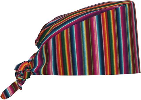 Rainbow Serape Design Print Scrub Caps Women Men, Nurse Cap Surgical Caps Scrub Hats for Women Men, Adjustable Working Cap with Sweatband in Kuwait