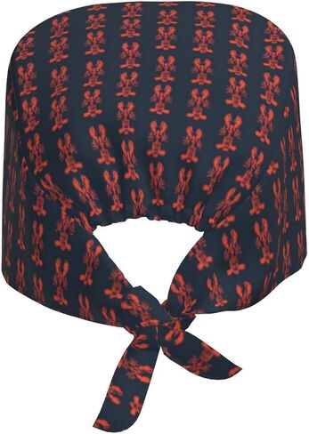 Retro Red Lobster B Print Scrub Caps Women Men, Nurse Cap Surgical Caps Scrub Hats for Women Men, Adjustable Working Cap with Sweatband in Kuwait