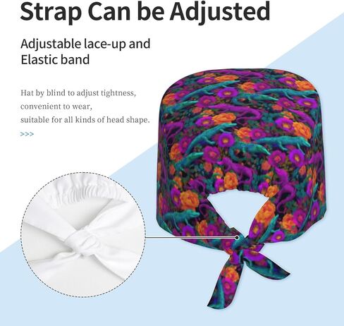 Tropical Floral Colorful Crocodile Print Scrub Caps Women Men, Nurse Cap Surgical Caps Scrub Hats for Women Men, Adjustable Working Cap with Sweatband in Kuwait