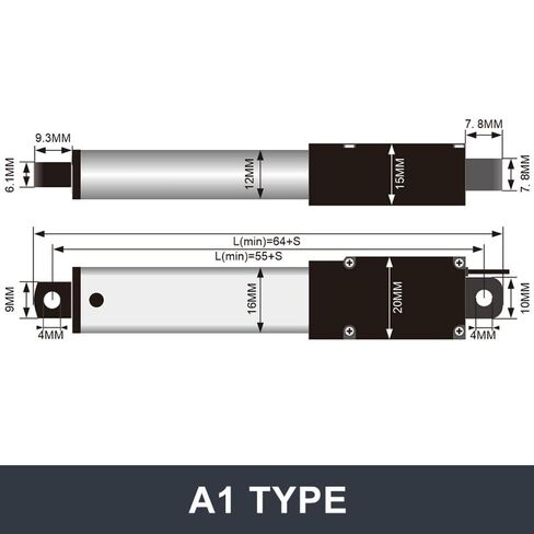 DC12V Electric Linear Actuator 10mm 30mm 50mm 100mm Stroke Piston Metal Gear Motor Toy Box Opener High Speed IP54 235N(A2 100MM Stroke,DC12V 50MMS18N) in Kuwait