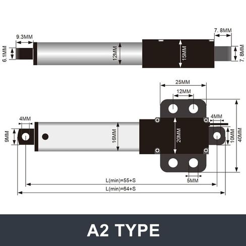 DC12V Electric Linear Actuator 10mm 30mm 50mm 100mm Stroke Piston Metal Gear Motor Toy Box Opener High Speed IP54 235N(A2 100MM Stroke,DC12V 50MMS18N) in Kuwait