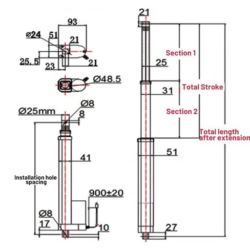 Linear Actuator 12V/24V/36V/48V Linear Actuator 2000mm 1300mm 1000N Linear Actuator Electric Fast Long Stroke with end Switch(1500mm,13MM PER SECOND1000N_36V) in Kuwait