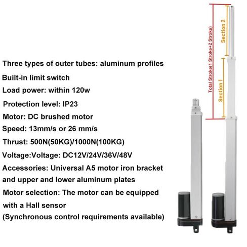 Linear Actuator 12V/24V/36V/48V Linear Actuator 2000mm 1300mm 1000N Linear Actuator Electric Fast Long Stroke with end Switch(1500mm,13MM PER SECOND1000N_36V) in Kuwait