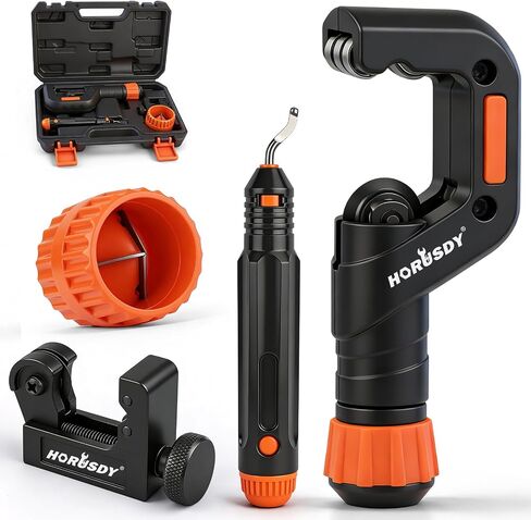 HORUSDY 4-Piece Ultimate Tube Cutter Set, Heavy Duty Pipe Cutter 1/4"-2", Mini Tubing Cutter 1/8"-7/8", Deburring Tool & Inner Outer Reamer for Copper, PVC, Aluminum Plumbing & HVAC Pipes in Kuwait