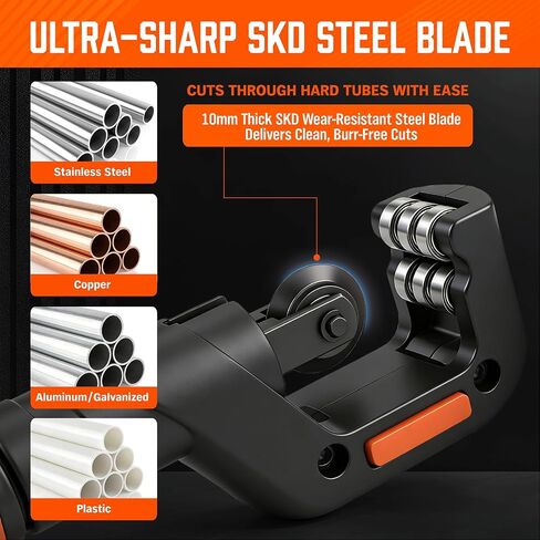 HORUSDY 4-Piece Ultimate Tube Cutter Set, Heavy Duty Pipe Cutter 1/4"-2", Mini Tubing Cutter 1/8"-7/8", Deburring Tool & Inner Outer Reamer for Copper, PVC, Aluminum Plumbing & HVAC Pipes in Kuwait