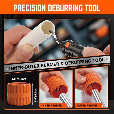 HORUSDY 4-Piece Ultimate Tube Cutter Set, Heavy Duty Pipe Cutter 1/4"-2", Mini Tubing Cutter 1/8"-7/8", Deburring Tool & Inner Outer Reamer for Copper, PVC, Aluminum Plumbing & HVAC Pipes in Kuwait