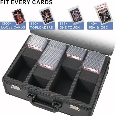 Graded Card Storage Box – Aluminum Alloy Trading Cards Storage Box with Combination Lock - Holds 140+ Graded Cards, Sports Card Case, Fits PSA, CSG, BGS (Black) in Kuwait