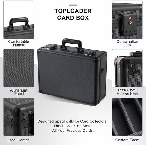 Graded Card Storage Box – Aluminum Alloy Trading Cards Storage Box with Combination Lock - Holds 140+ Graded Cards, Sports Card Case, Fits PSA, CSG, BGS (Black) in Kuwait