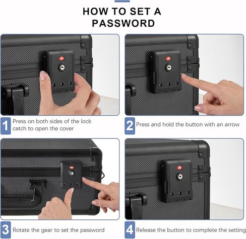 Graded Card Storage Box – Aluminum Alloy Trading Cards Storage Box with Combination Lock - Holds 140+ Graded Cards, Sports Card Case, Fits PSA, CSG, BGS (Black) in Kuwait