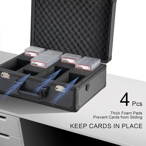Graded Card Storage Box – Aluminum Alloy Trading Cards Storage Box with Combination Lock - Holds 140+ Graded Cards, Sports Card Case, Fits PSA, CSG, BGS (Black) in Kuwait