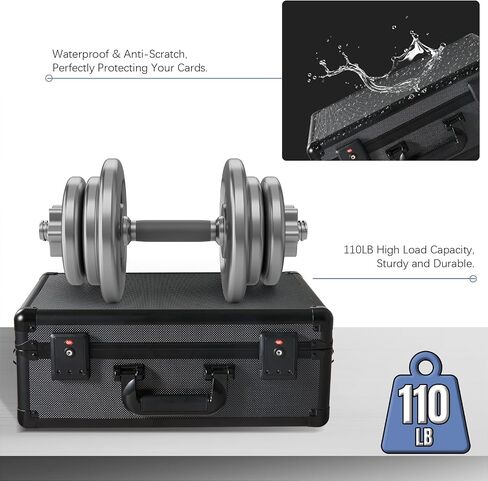 Graded Card Storage Box – Aluminum Alloy Trading Cards Storage Box with Combination Lock - Holds 140+ Graded Cards, Sports Card Case, Fits PSA, CSG, BGS (Black) in Kuwait
