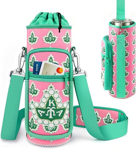 Sorority Gifts Water Bottle Carrier Bag with Adjustable Strap and Phone Pocket for 20-32 oz Bottles, Neoprene Water Bottle Sling Bag Sleeve Holder Carrier for Walking Hiking Gym in Kuwait
