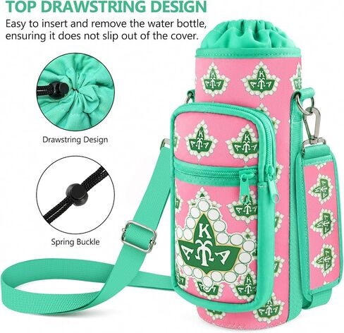 Sorority Gifts Water Bottle Carrier Bag with Adjustable Strap and Phone Pocket for 20-32 oz Bottles, Neoprene Water Bottle Sling Bag Sleeve Holder Carrier for Walking Hiking Gym in Kuwait