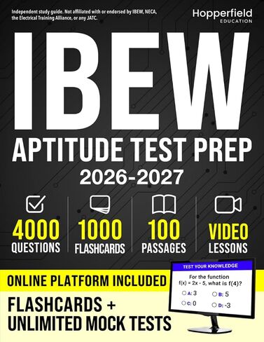 IBEW Aptitude Test Prep: Exam-Focused Study Guide for Electrical Apprenticeship Applicants with Algebra, Functions, Reading Comprehension, Clear Explanations, Timed Mock Tests & Online Tools in Kuwait