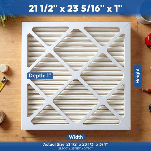 Aerostar 21 1/2x23 5/16x1 MERV 13 High Efficiency Pleated Air Filter, 6-Pack, Electrostatic AC Furnace HVAC Replacement, Captures Smoke Bacteria Allergy Dust Pollen Pet Dander (21.5x23.3125x0.75) in Kuwait