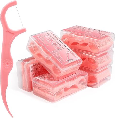 Floss Picks 300 Count Portable Dental Floss Sticks For Teeth Cleaning Dual Function Disposable Dental Floss Picks Comfortable Ergonomic Handle Tooth Picks Flossers 6 Travel Cases Pink in Kuwait