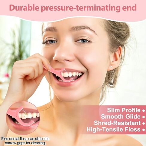 Floss Picks 300 Count Portable Dental Floss Sticks For Teeth Cleaning Dual Function Disposable Dental Floss Picks Comfortable Ergonomic Handle Tooth Picks Flossers 6 Travel Cases Pink in Kuwait