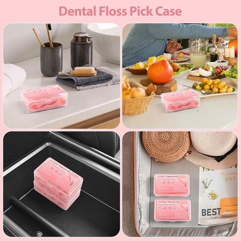 Floss Picks 300 Count Portable Dental Floss Sticks For Teeth Cleaning Dual Function Disposable Dental Floss Picks Comfortable Ergonomic Handle Tooth Picks Flossers 6 Travel Cases Pink in Kuwait