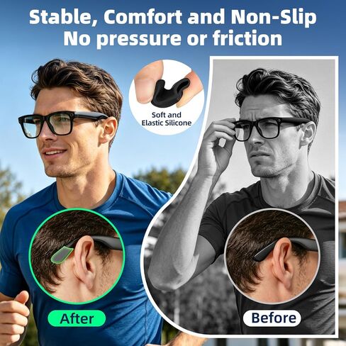 مقابض أذن للنظارات بثلاثة أحجام متوافقة مع Ray Ban Meta (الجيل 1 و2) Wayfarer/Skyler/Headliner/Blazer/Scriber، وسائد أذن من السيليكون المضادة للانزلاق لملحقات مقابض النظارات الذكية Meta AI in Kuwait