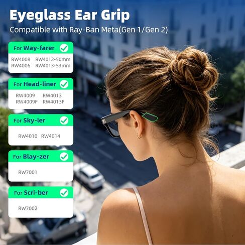 مقابض أذن للنظارات بثلاثة أحجام متوافقة مع Ray Ban Meta (الجيل 1 و2) Wayfarer/Skyler/Headliner/Blazer/Scriber، وسائد أذن من السيليكون المضادة للانزلاق لملحقات مقابض النظارات الذكية Meta AI in Kuwait