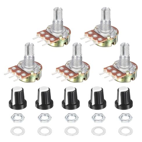 MECCANIXITY WH148 10K Ohm الجهد عدة مقياس الجهد الدوار الخطي المستدق القابل للتعديل مع المقابض والغسالات لأجهزة التطبيقات الصوتية، أبيض، 5 مجموعة in Kuwait