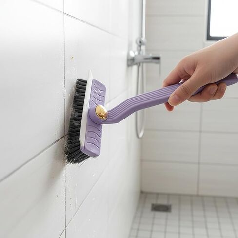 3-in-1 Multi-Purpose Cleaning Brush with Rotating, Reusable Plastic Handle, Uncharged Manual Operation, Portable Gap Scrubber for Bathroom and Kitchen Tile, Wall and Floor Cleaning in Saudi Arabia