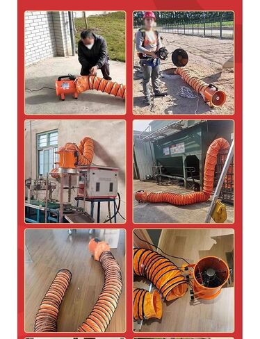 خرطوم قناة PVC قابل للسحب مع حبل قابل للتعديل وحلقة على شكل حرف D - درجة حرارة عالية، خرطوم تهوية مرن مثبط للهب لمروحة العادم، والتهوية، والاستخدام الصناعي والسكني (35 × 1000 سم) in Kuwait