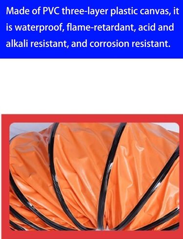 خرطوم قناة PVC قابل للسحب مع حبل قابل للتعديل وحلقة على شكل حرف D - درجة حرارة عالية، خرطوم تهوية مرن مثبط للهب لمروحة العادم، والتهوية، والاستخدام الصناعي والسكني (35 × 1000 سم) in Kuwait