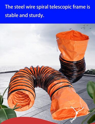 خرطوم قناة PVC قابل للسحب مع حبل قابل للتعديل وحلقة على شكل حرف D - درجة حرارة عالية، خرطوم تهوية مرن مثبط للهب لمروحة العادم، والتهوية، والاستخدام الصناعي والسكني (35 × 1000 سم) in Kuwait