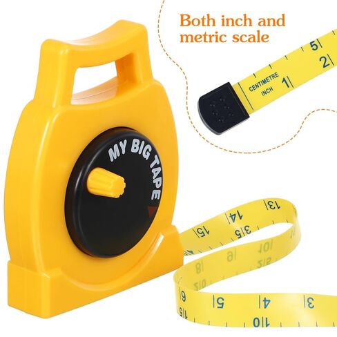 Toyvian Kids Tape Measure Toy for Toddlers Hand-Wound Retractable Tapeline with Inch and Centimeter Markings Lightweight and Durable Educational Measuring Tool for Learning and Play in Kuwait