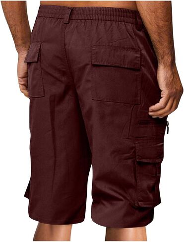 Zeiyignr Men's Cargo Shorts Multi Pocket Tactical Work Shorts Elastic Waist Knee Length Outdoor Fishing Hiking Short Pants in Kuwait