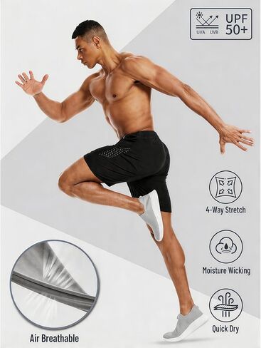 Gym Shorts Men 7 Inch Compression Soccer Small Shorts with Zipper Pockets Booty 7 Inch Inseam Golf Short in Kuwait