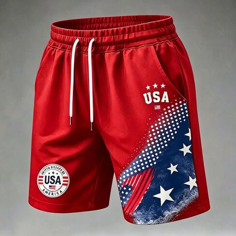 FQZWONG Men Shorts Summer Hiking Trousers Casual Gym Shorts Patriotic Stretch Short Pant 4th of July Sport Pants with Pocket in Kuwait