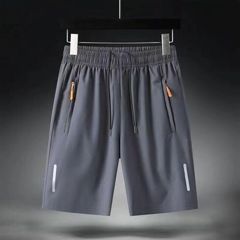 2Pcs Men's Athletic Shorts Quick Dry Workout Running Shorts Lightweight Gym Basketball Short Pants with Zipper Pockets in Kuwait