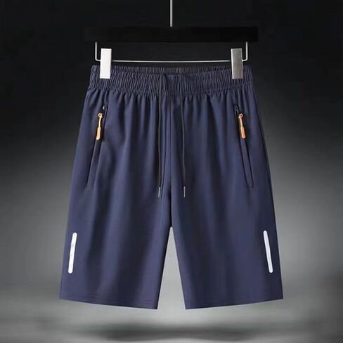 2Pcs Men's Athletic Shorts Quick Dry Workout Running Shorts Lightweight Gym Basketball Short Pants with Zipper Pockets in Kuwait