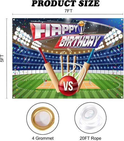 Cricket Birthday Backdrop 7x5ft Sports Cricket Field Theme Birthday Party Decorations Arena Stadium Photography Background for Teens Fans Outdoor Party Portrait Banner in Kuwait