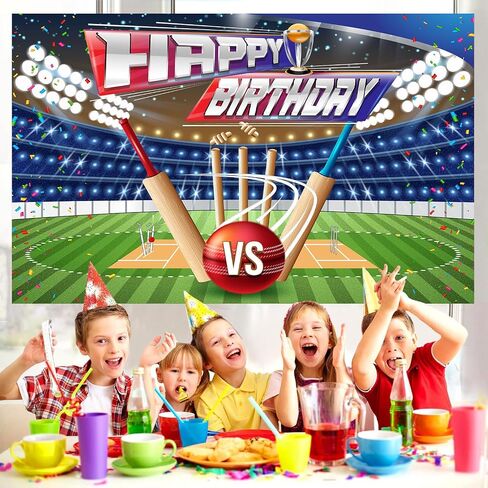 Cricket Birthday Backdrop 7x5ft Sports Cricket Field Theme Birthday Party Decorations Arena Stadium Photography Background for Teens Fans Outdoor Party Portrait Banner in Kuwait