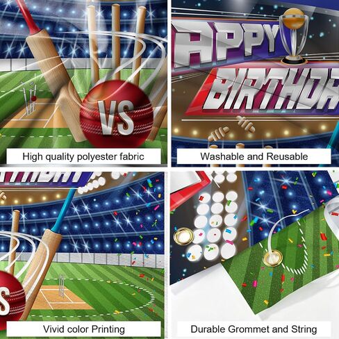 Cricket Birthday Backdrop 7x5ft Sports Cricket Field Theme Birthday Party Decorations Arena Stadium Photography Background for Teens Fans Outdoor Party Portrait Banner in Kuwait